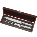 CARVING SET WITH METAL HANDLES IN ROSEWOOD BOX, APPUNTITO 2 PIECE 