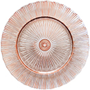 GLASS CHARGER PLATE, ROSE GOLD SUNRAY DESIGN