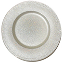 GLASS CHARGER PLATE, WHITE WITH TWINKLE GLITTER DESIGN, SET/4