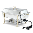 CLASSIC BRASS TRIM ELECTRIC CHAFER, SHORT SIDE RECEPTACLE