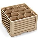 12 HEXAGON COMP CLOSED WALL RACK WITH 5 EXTENDERS, BEIGE
