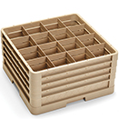 16 SQUARE COMPARTMENT CLOSED WALL CUP RACK WITH 4 EXTENDERS, BEIGE
