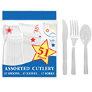 SERVING CUTLERY, DISPOSABLE PLASTIC - CLEAR PLASTIC CUTLERY, PKG/1,224 CASE PACK (24 INNER PACKS)