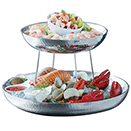 SEAFOOD TRAYS, DOUBLE-WALL, HAMMERED STAINLESS STEEL 