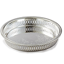 GALLERY ROUND TRAY, EMBOSSED CENTER, SILVERPLATE