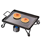 WROUGHT IRON GRIDDLE WITH STAND, HALF SIZE