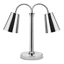 DOUBLE  HEAT LAMP WITH CHROME SHADE, 23
