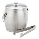 ICE BUCKET WITH TONGS AND LID, SATIN FINISH STAINLESS STEEL