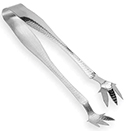 ICE TONGS, 3-TINE, HAMMERED FINISH STAINLESS STEEL