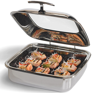 6 qt. Square chafer with solid cover and stainless food pan