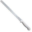 PROFESSIONAL CUTLERY, BREAD KNIFE, SERRATED EDGE AND STRAIGHT BLADE, WHITE HANDLE