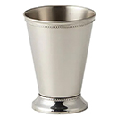 MINT JULEP CUPS, BEADED EDGE, BRIGHT MIRROR FINISH STAINLESS 