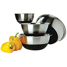 MIXING BOWLS,  NON-SKID SILICONE BOTTOM, STAINLESS
