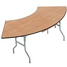 SERPENTINE FOLDING TABLES, PLYWOOD TOP