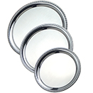 SERVING TRAY, ROUND, ROLLED EDGE, HEAVY DUTY STAINLESS STEEL