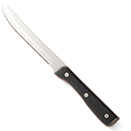 STEAK KNIFE, ROUNDED TIP, 3 RIVET, BLACK DELRIN HANDLE, PKG/1 DOZ.
