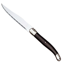 STEAK KNIFE, SLIM EURO, POINTED TIP, BLACK ABS PLASTIC HANDLE, PKG/1 DOZ.