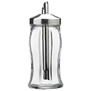 SUGAR POURER, GLASS WITH STAINLESS TOP, PKG/1 DOZ.