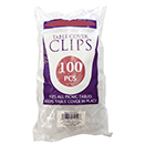 TABLE COVER CLIPS, CLEAR DISPOSABLE PLASTIC, SET/100