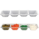 TRAY WITH 4 COMPARTMENTS, CLEAR,  DISPOSABLE PLASTIC, PKG/6