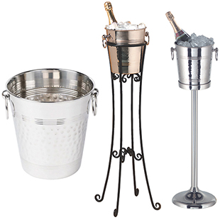 bar@drinkstuff Tulip Wine Bucket with Pipe Stand Champagne & Wine Bucket with Stand Stainless Steel Wine Bucket Set