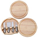 WOOD CHEESEBOARD WITH 4 STAINLESS CHEESE UTENSILS