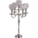 5 LIGHT CANDELABRA WITH CRYSTAL SHADES, NICKELPLATED