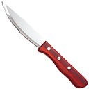 STEAK KNIFE, BEEF BARON II, POINTED TIP, RED PAKKA WOOD HANDLE, PKG/1 DOZ.