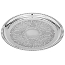 TRAYS WITH GADROON BORDER, EMBOSSED CENTER, STAINLESS STEEL - 14